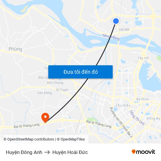 Huyện Đông Anh to Huyện Hoài Đức map