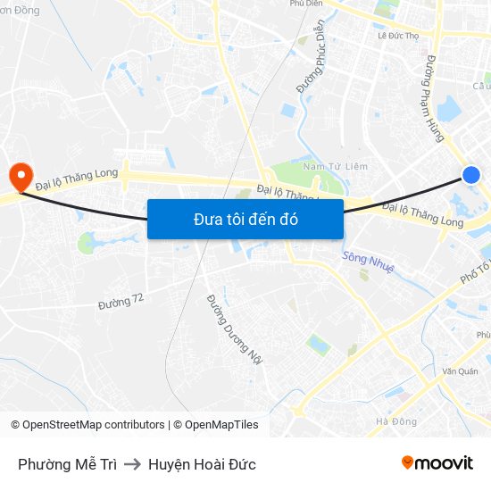 Phường Mễ Trì to Huyện Hoài Đức map