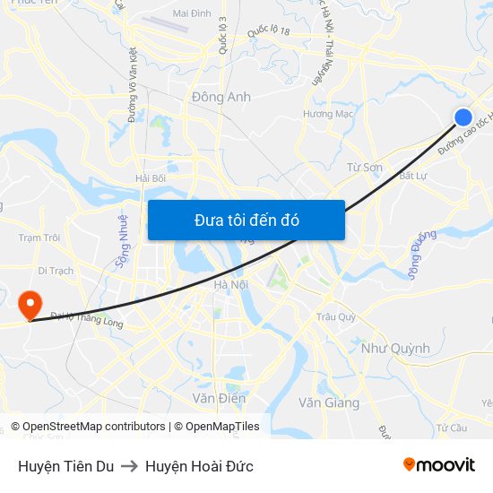 Huyện Tiên Du to Huyện Hoài Đức map