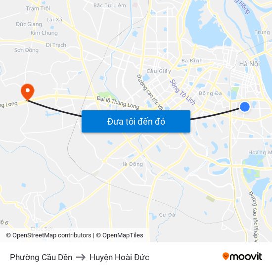 Phường Cầu Dền to Huyện Hoài Đức map