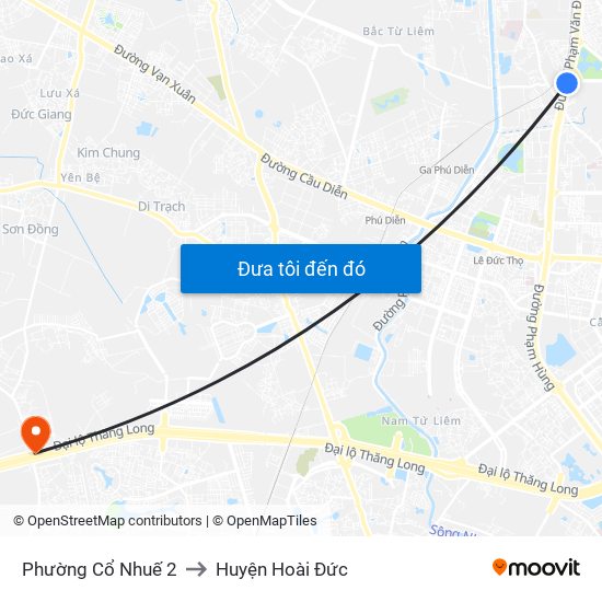 Phường Cổ Nhuế 2 to Huyện Hoài Đức map