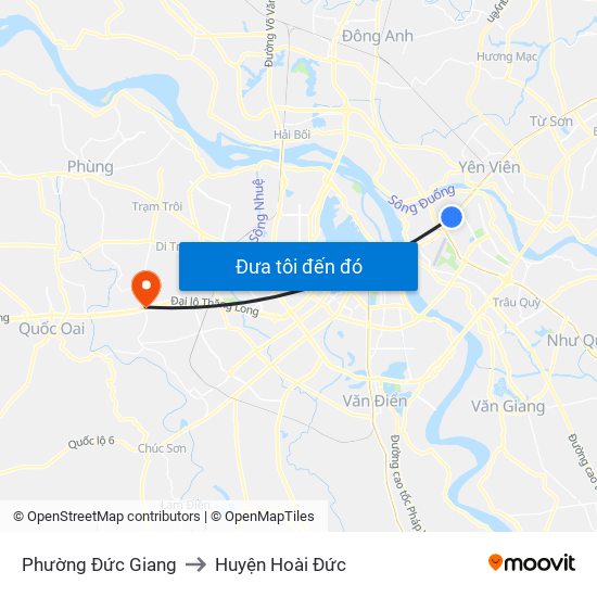 Phường Đức Giang to Huyện Hoài Đức map