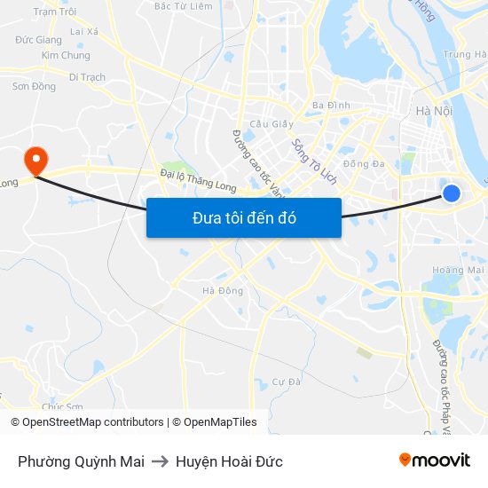 Phường Quỳnh Mai to Huyện Hoài Đức map