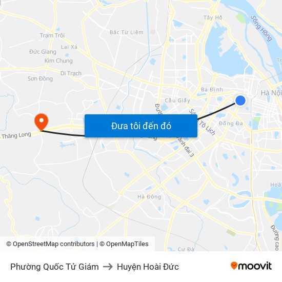 Phường Quốc Tử Giám to Huyện Hoài Đức map