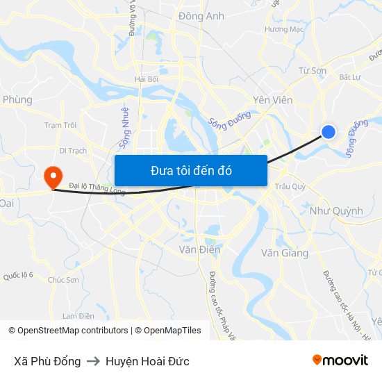 Xã Phù Đổng to Huyện Hoài Đức map