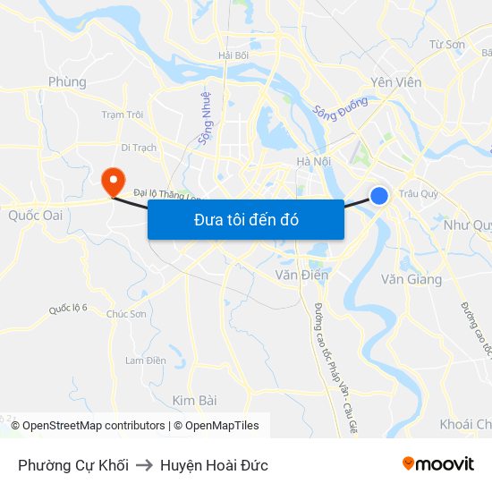 Phường Cự Khối to Huyện Hoài Đức map