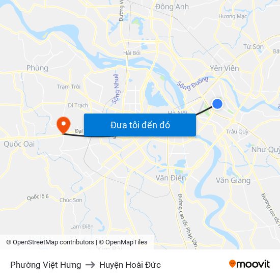 Phường Việt Hưng to Huyện Hoài Đức map