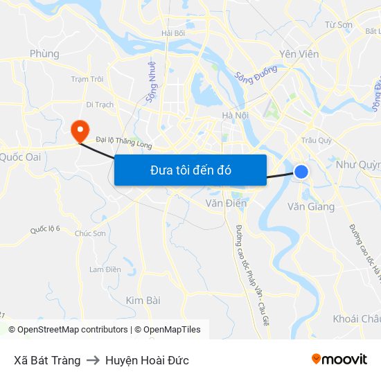 Xã Bát Tràng to Huyện Hoài Đức map