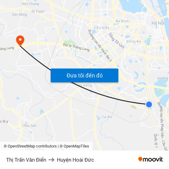 Thị Trấn Văn Điển to Huyện Hoài Đức map