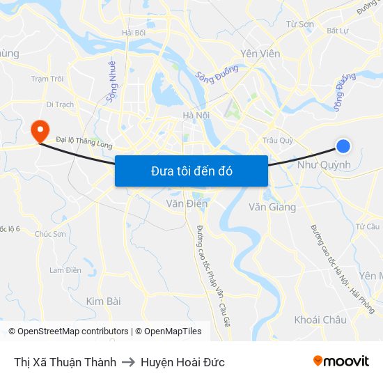 Thị Xã Thuận Thành to Huyện Hoài Đức map