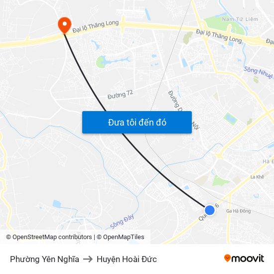 Phường Yên Nghĩa to Huyện Hoài Đức map