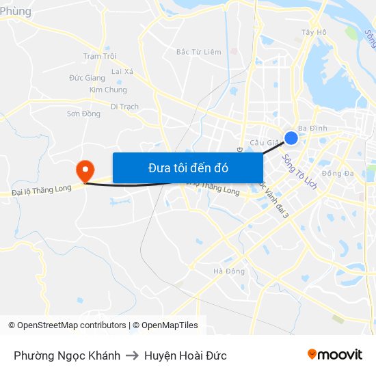 Phường Ngọc Khánh to Huyện Hoài Đức map