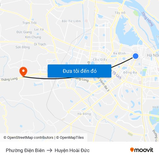 Phường Điện Biên to Huyện Hoài Đức map