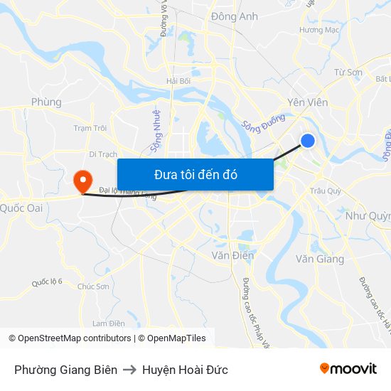 Phường Giang Biên to Huyện Hoài Đức map