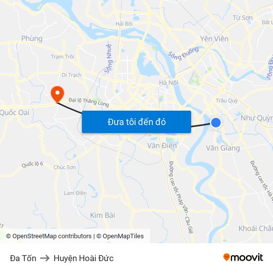 Đa Tốn to Huyện Hoài Đức map