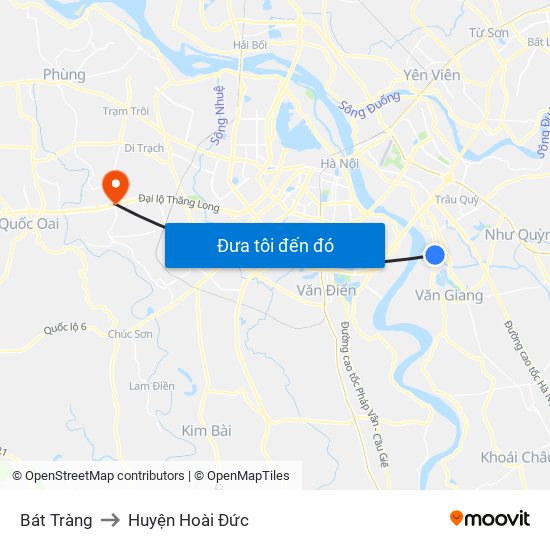 Bát Tràng to Huyện Hoài Đức map