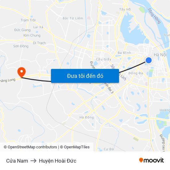 Cửa Nam to Huyện Hoài Đức map