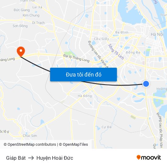 Giáp Bát to Huyện Hoài Đức map