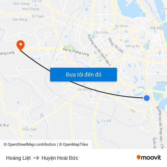 Hoàng Liệt to Huyện Hoài Đức map