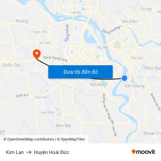 Kim Lan to Huyện Hoài Đức map