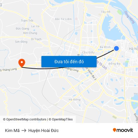 Kim Mã to Huyện Hoài Đức map