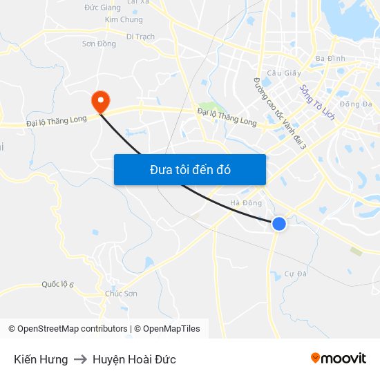 Kiến Hưng to Huyện Hoài Đức map