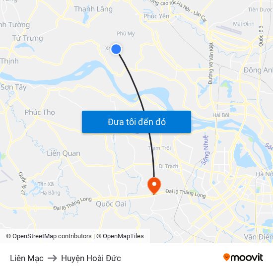 Liên Mạc to Huyện Hoài Đức map