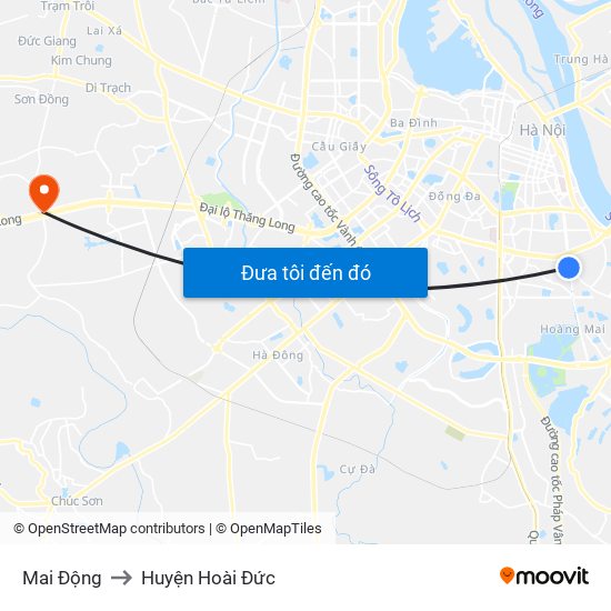 Mai Động to Huyện Hoài Đức map