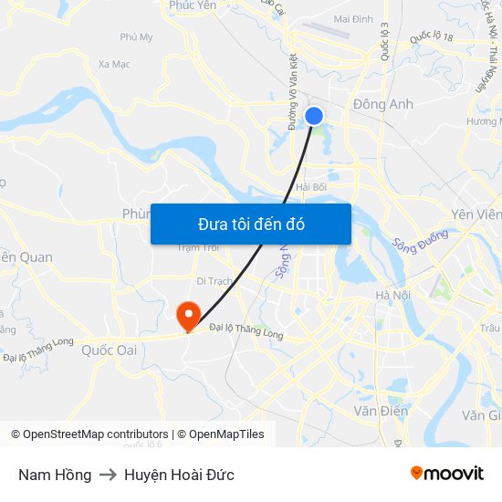 Nam Hồng to Huyện Hoài Đức map