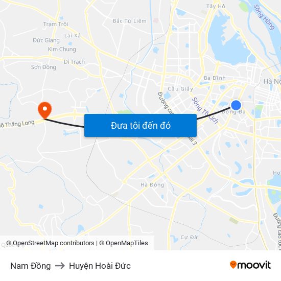 Nam Đồng to Huyện Hoài Đức map