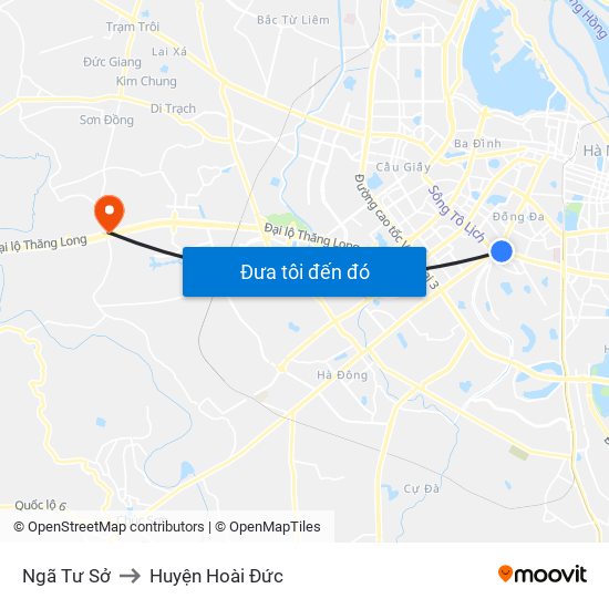 Ngã Tư Sở to Huyện Hoài Đức map