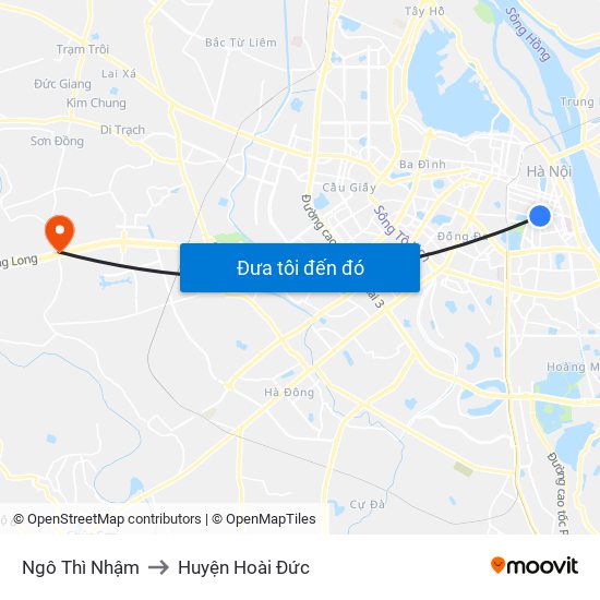 Ngô Thì Nhậm to Huyện Hoài Đức map