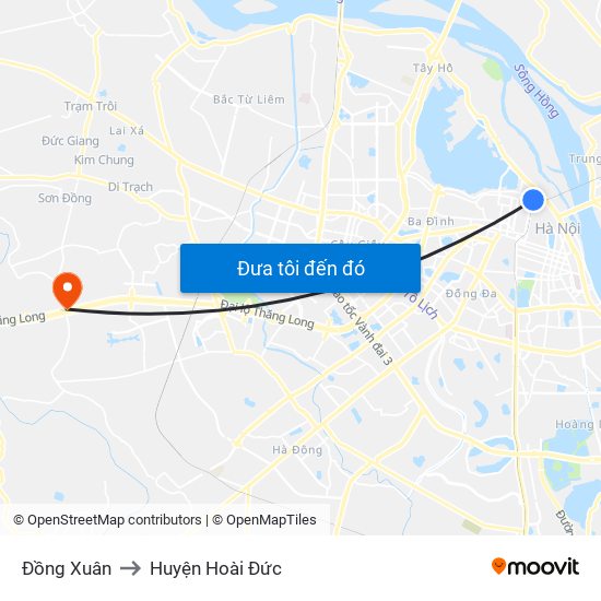 Đồng Xuân to Huyện Hoài Đức map