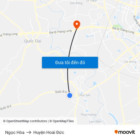 Ngọc Hòa to Huyện Hoài Đức map