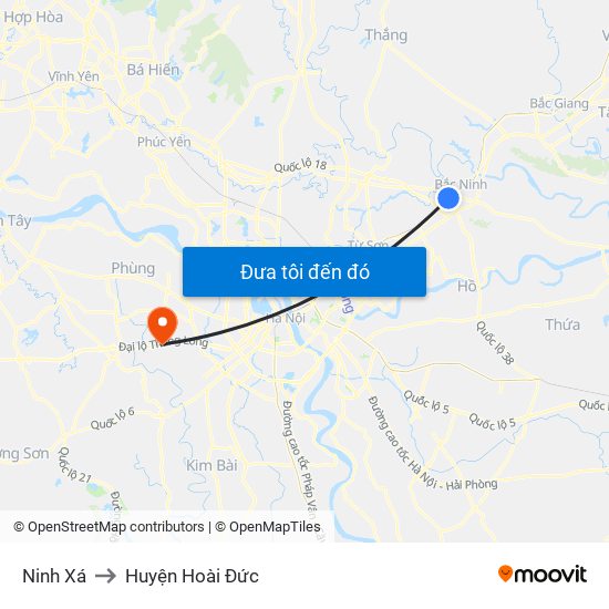 Ninh Xá to Huyện Hoài Đức map