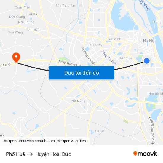 Phố Huế to Huyện Hoài Đức map