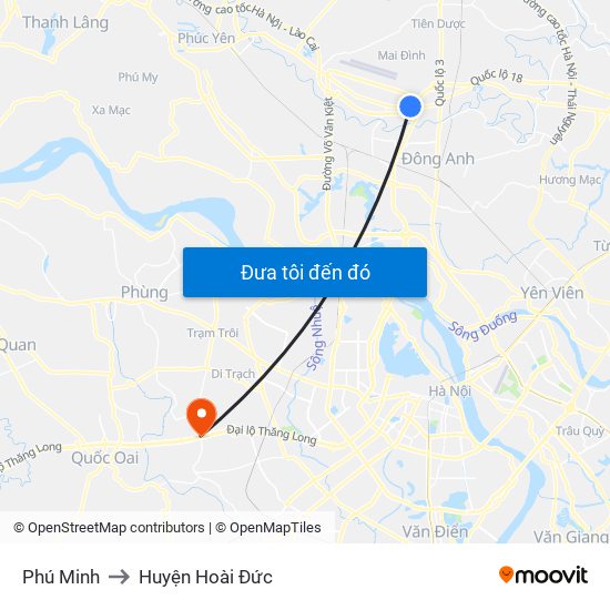 Phú Minh to Huyện Hoài Đức map