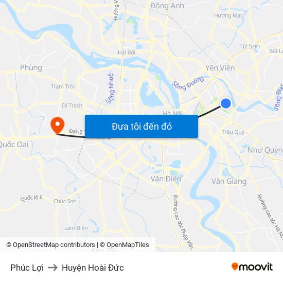 Phúc Lợi to Huyện Hoài Đức map