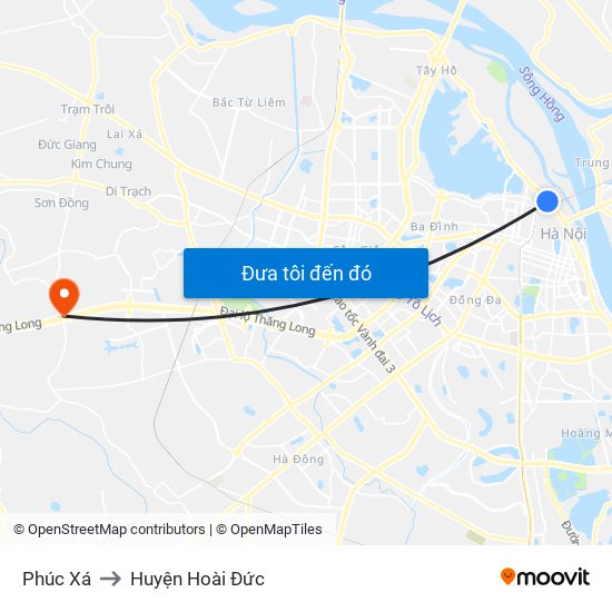 Phúc Xá to Huyện Hoài Đức map