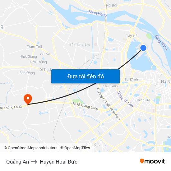 Quảng An to Huyện Hoài Đức map