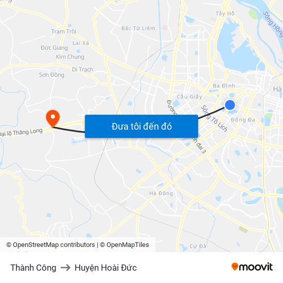 Thành Công to Huyện Hoài Đức map