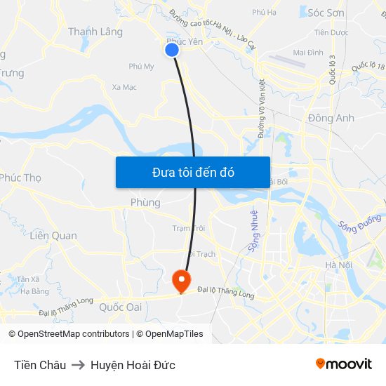 Tiền Châu to Huyện Hoài Đức map