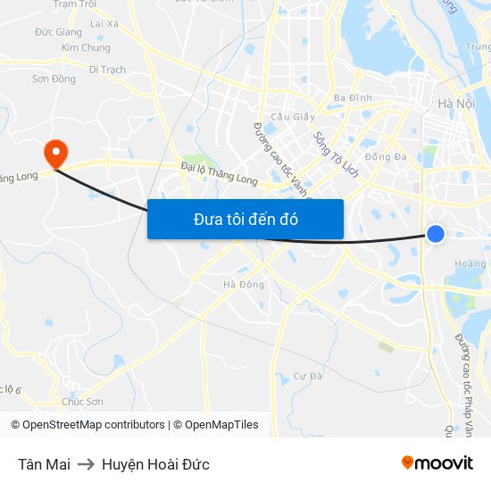Tân Mai to Huyện Hoài Đức map
