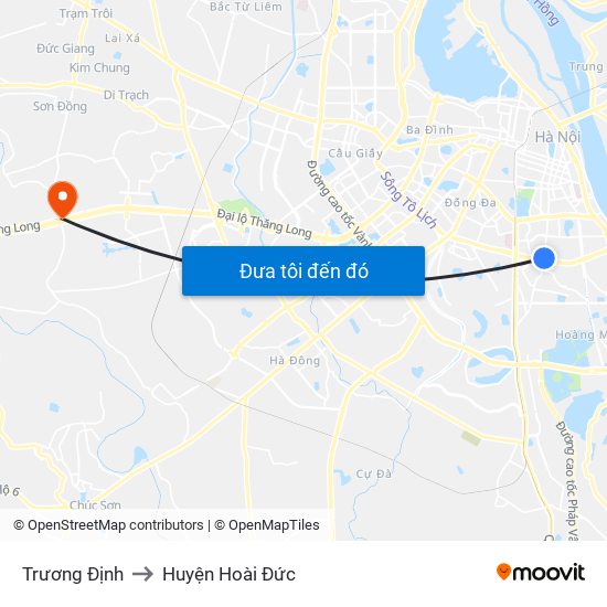 Trương Định to Huyện Hoài Đức map