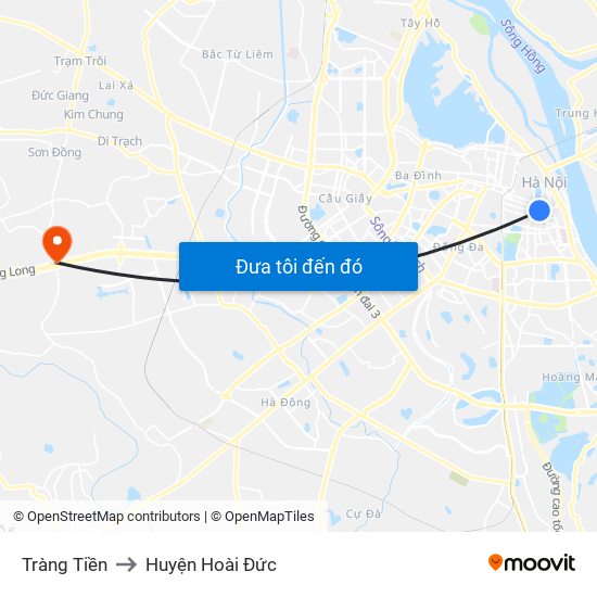 Tràng Tiền to Huyện Hoài Đức map