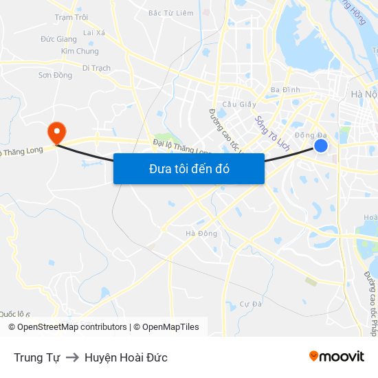 Trung Tự to Huyện Hoài Đức map