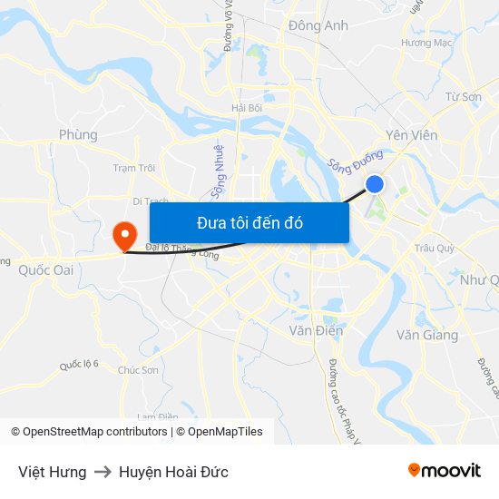 Việt Hưng to Huyện Hoài Đức map