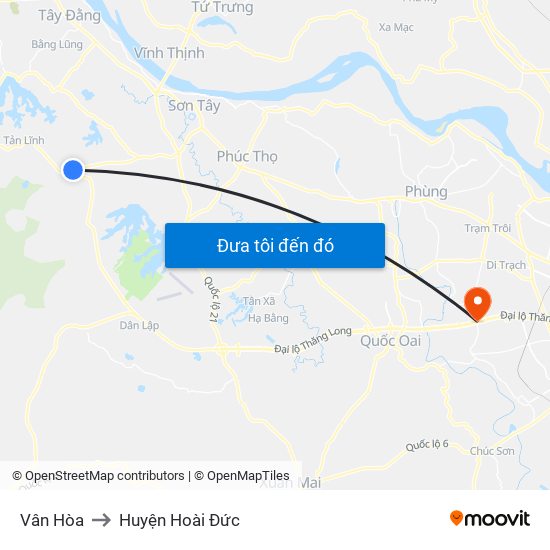 Vân Hòa to Huyện Hoài Đức map