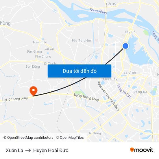 Xuân La to Huyện Hoài Đức map