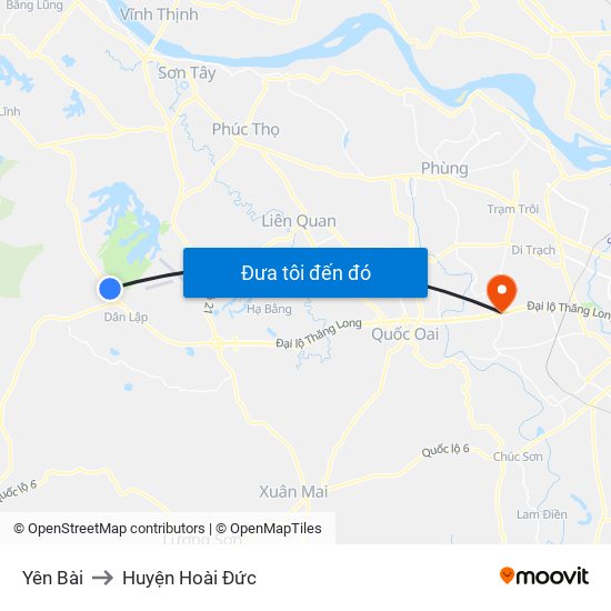 Yên Bài to Huyện Hoài Đức map